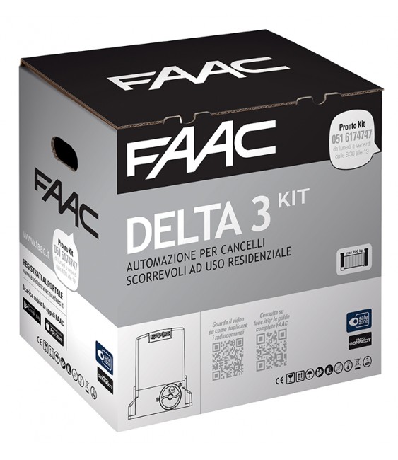 FAAC DELTA 3 KIT - AUTOMAZIONE CANCELLO SCORREVOLE 900KG 230V MOTORE 741 E Z16 - 105630445