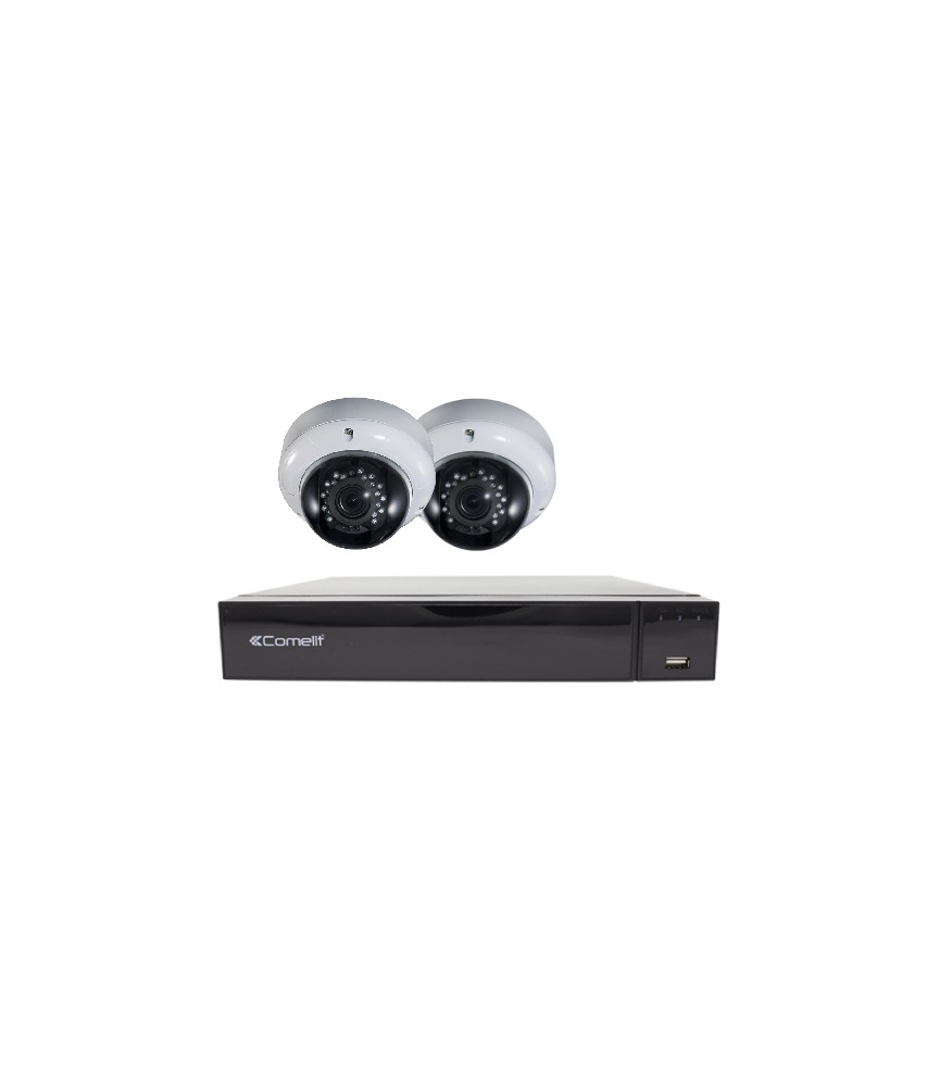 COMELIT  - KIT XVR 4 INGRESSI 5MP CON HDD 1TB E 2 TELECAM. AHD VANDALDOME 5MP, 2.8-12MM, IP66 - AHDVR004S05B + AHCAM634VZA
