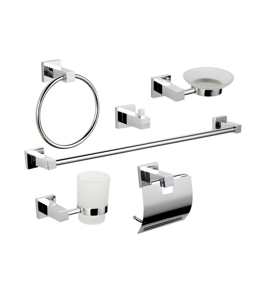 IDROBLOK- SET ACCESSORI 6 PZ. MINIMAL QUADRO CROMO -  03041501 I-BL