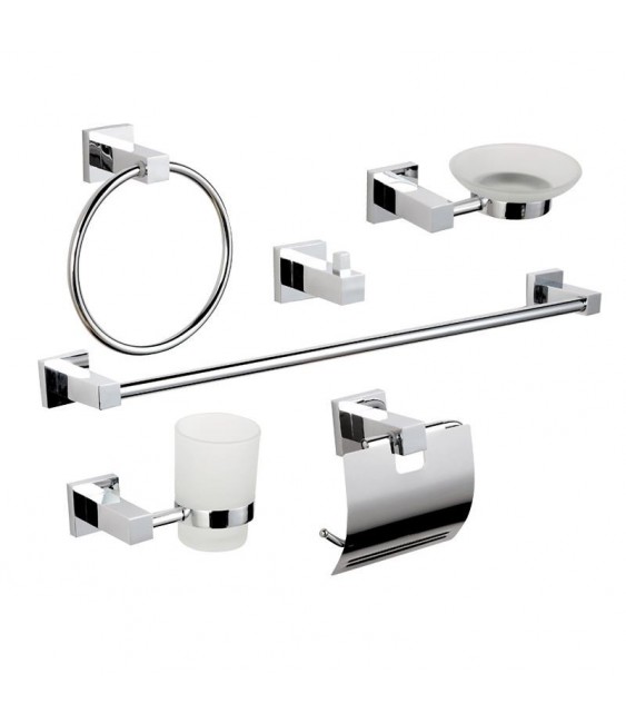 IDROBLOK- SET ACCESSORI 6 PZ. MINIMAL QUADRO CROMO -  03041501 I-BL