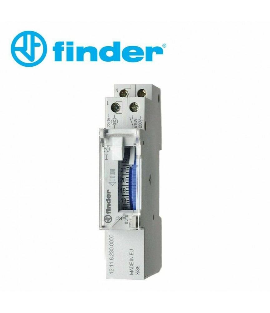 FINDER - INTERRUTTORE ORARIO DGT GIORN. 1NO - 230V - FIN12.1182300000