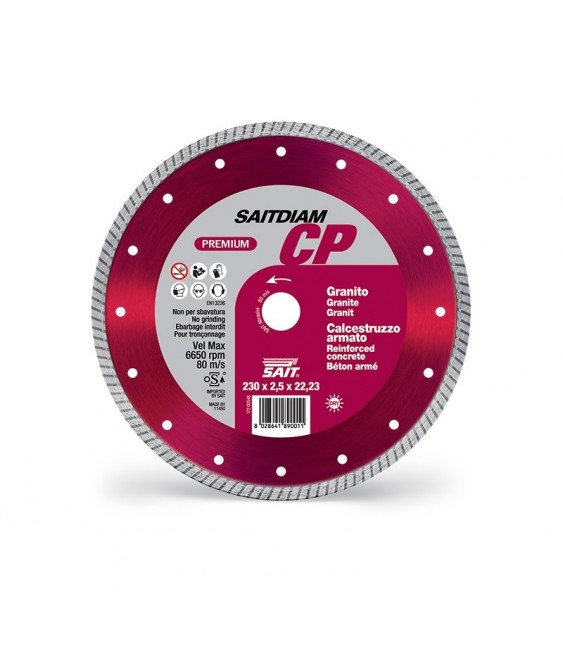 SAIT - DISCO DIAMANTATO PER GRANITO/CALCESTRUZZO 230X2,5X22,23 PREMIUM - SAITDIAM-TU CP TURBO